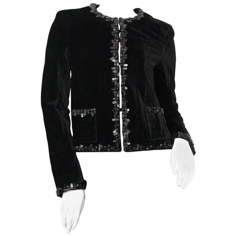 chanel black velvet jacket